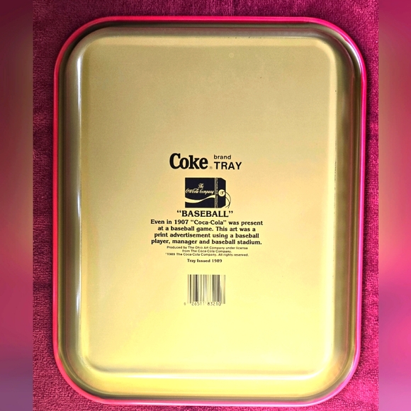 Coca Cola Company Baseball Themed Metal Serving Tray -  1989 - Picture 2 of 4